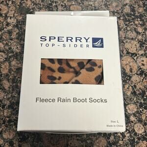 NWT Sperry Leopard Fleece Rain Boot Socks Size Large